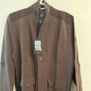NEW Men's Button Cardigan w/mock neck collar. BEN SHERMAN. 100% Cotton. Sz L.